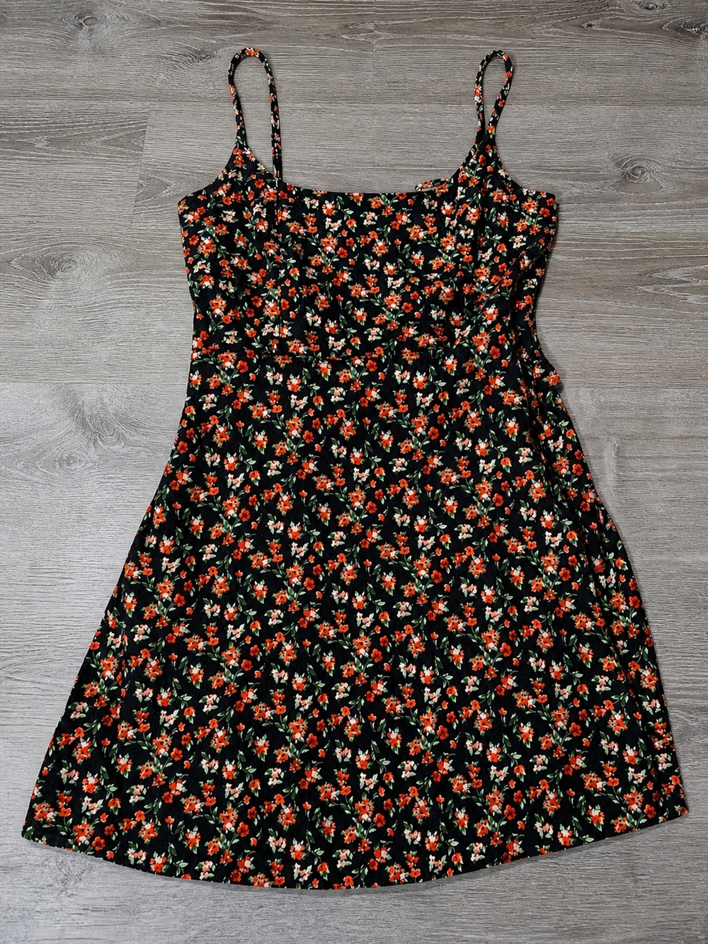 Old Navy Women’s Floral Sundress Black Red Flower Print Spaghetti Strap Size L